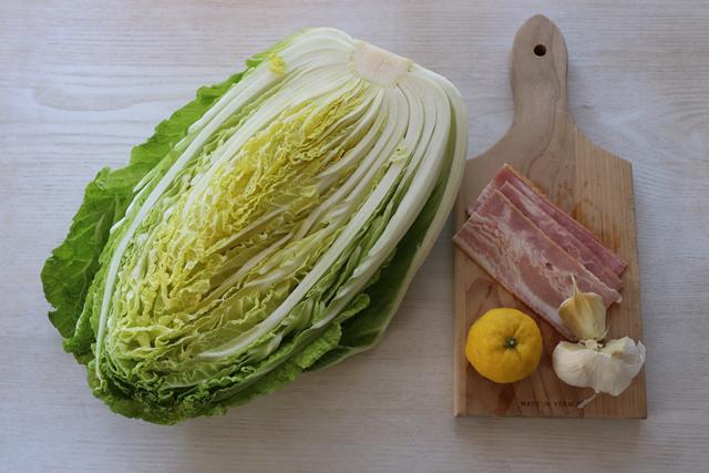 白菜と柚子のスパゲティー　材料