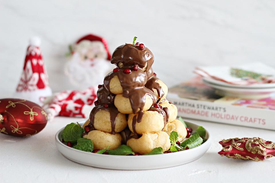 クリスマス会　コンビニ　パーティー　簡単　ケーキ　シュー　ツリー　IMG_7389