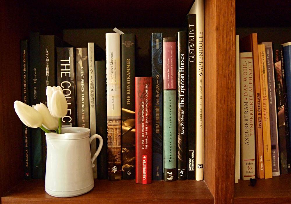 tulip in the book shelf